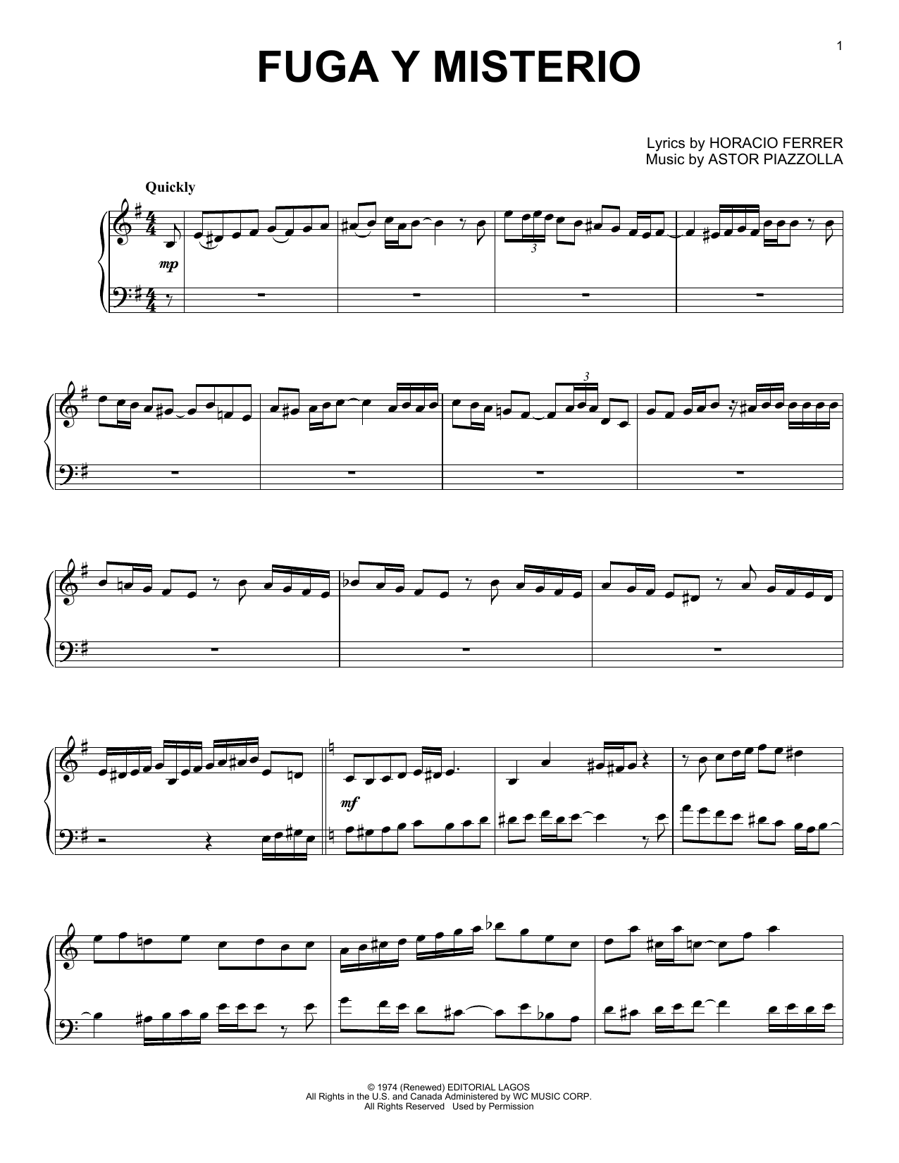 Produktgalerie: Seite 1 von 1 Fuga Y Misterio, Astor Piazzolla, Klavier