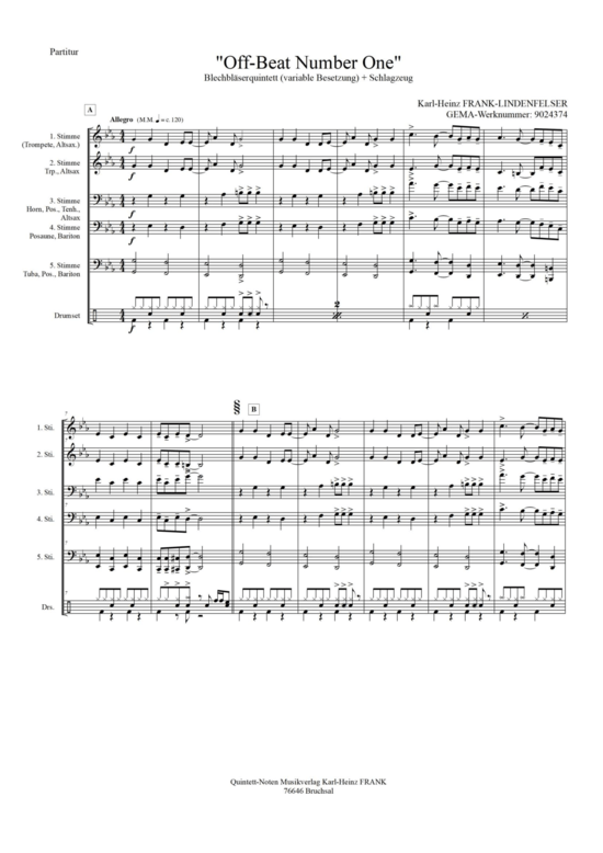 Produktbild zu: Off-Beat Number One Karl-Heinz Frank-Lindenfelser