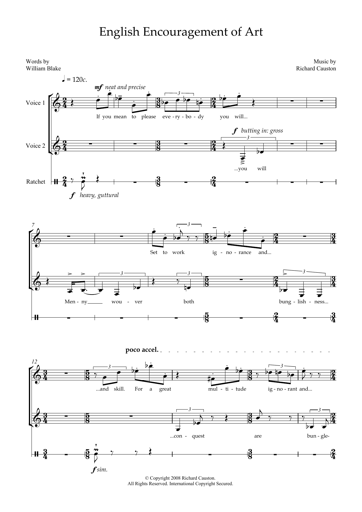 Produktgalerie: Seite 1 von 1 English Encouragement of Art (for soprano, mezzo-soprano and percussion), Richard Causton, Gesang, Klavier