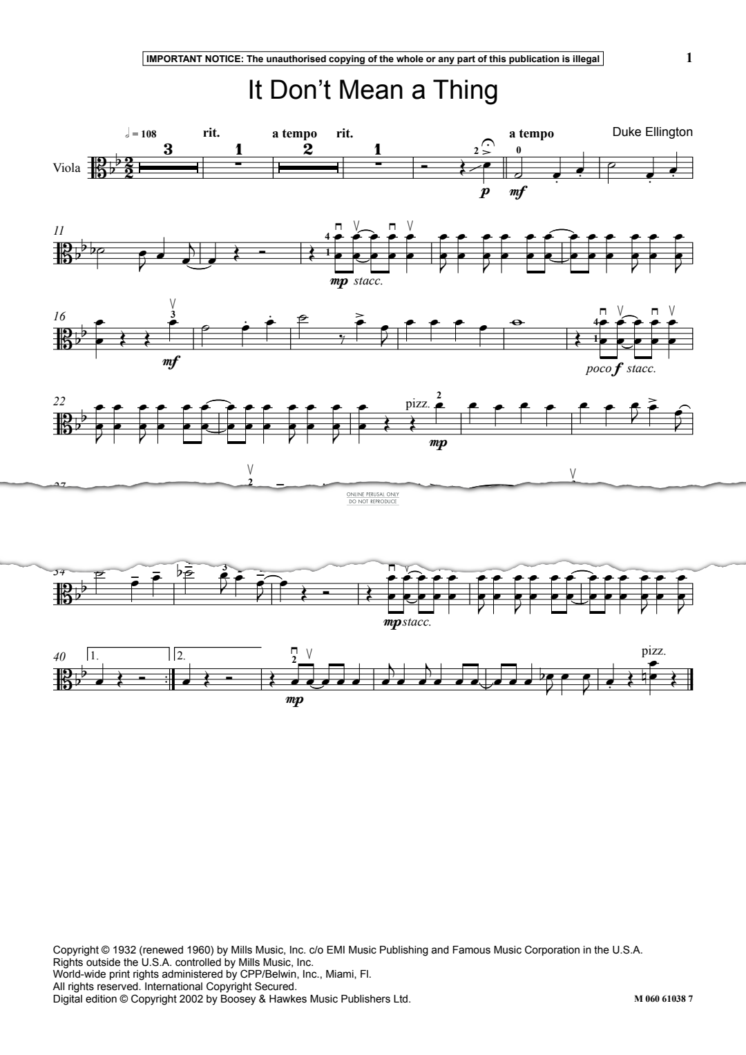 gallery: It Don't Mean A Thing (If It Ain't Got That Swing), Duke Ellington, Keyboard, Viola