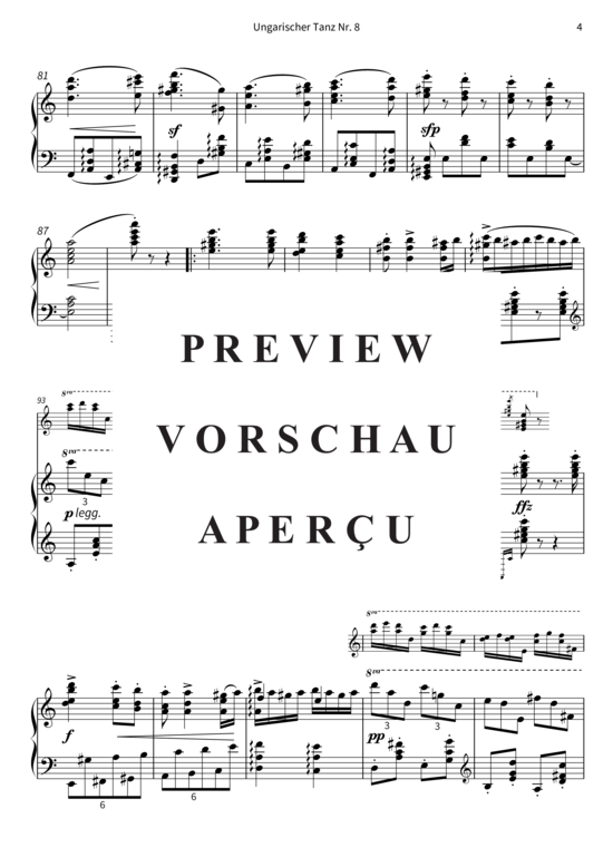 gallery: Ungarischer Tanz Nr. 8 - aus der Sammlung Ungarische Tänze, Buch 2 , , (Klavier Solo)