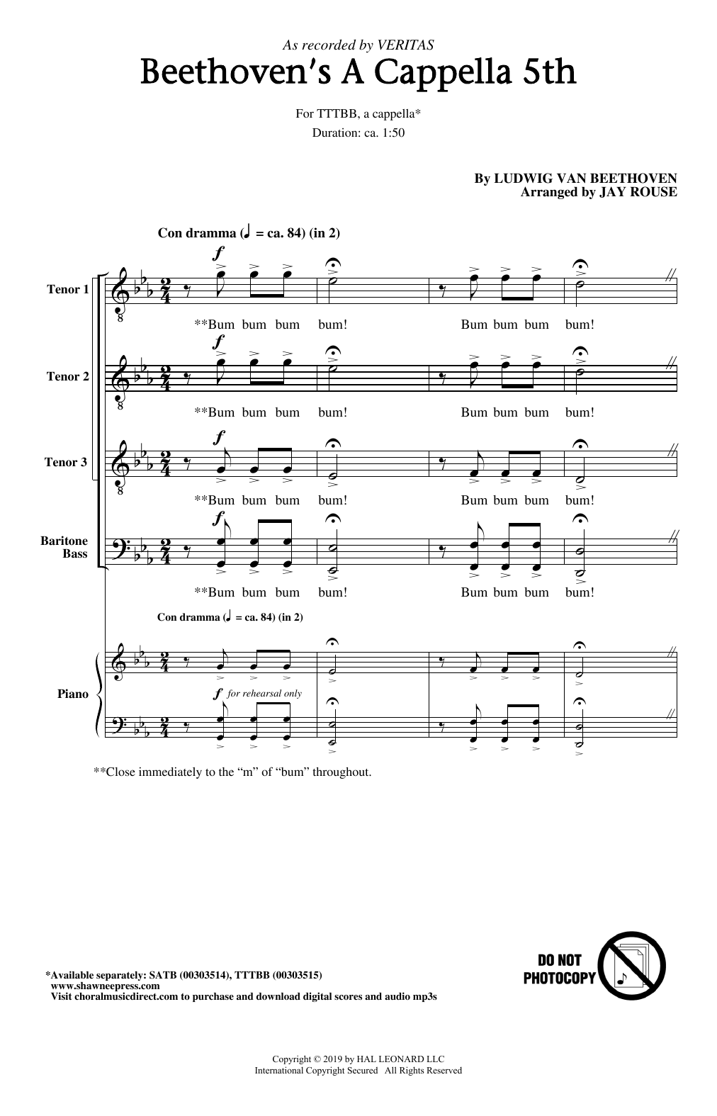 Produktbild zu: Beethoven's A Cappella 5th (arr. Jay Rouse)