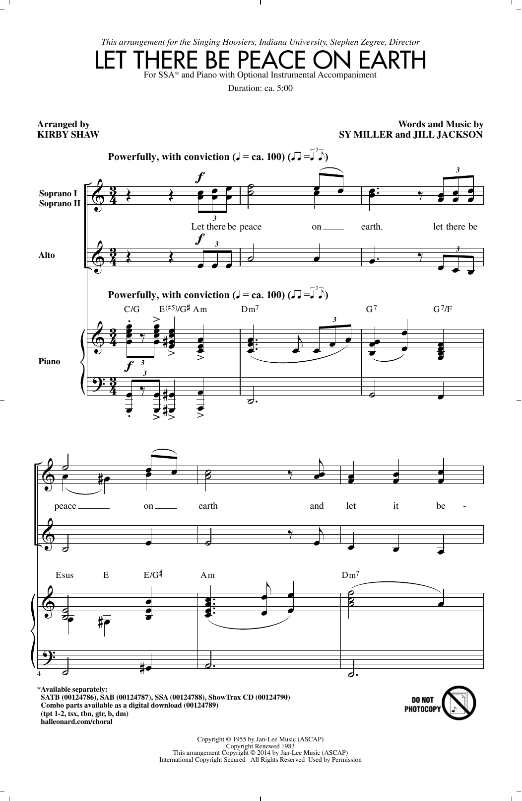 Produktgalerie: Seite 1 von 1 Let There Be Peace On Earth (arr. Kirby Shaw), Sy Miller and Jill Jackson, Chor