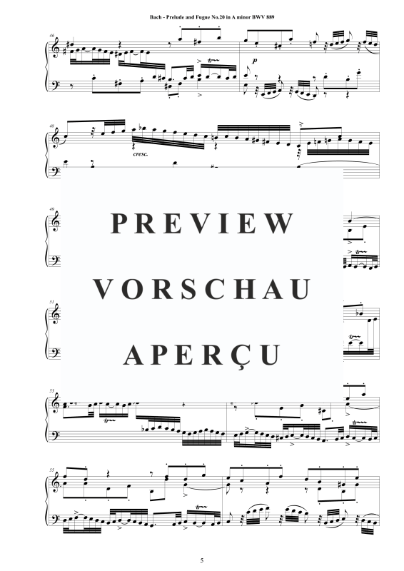 Product gallery: Page 6 of 7 Prelude and Fugue No. 20 in A minor BWV 889, , Solo Piano