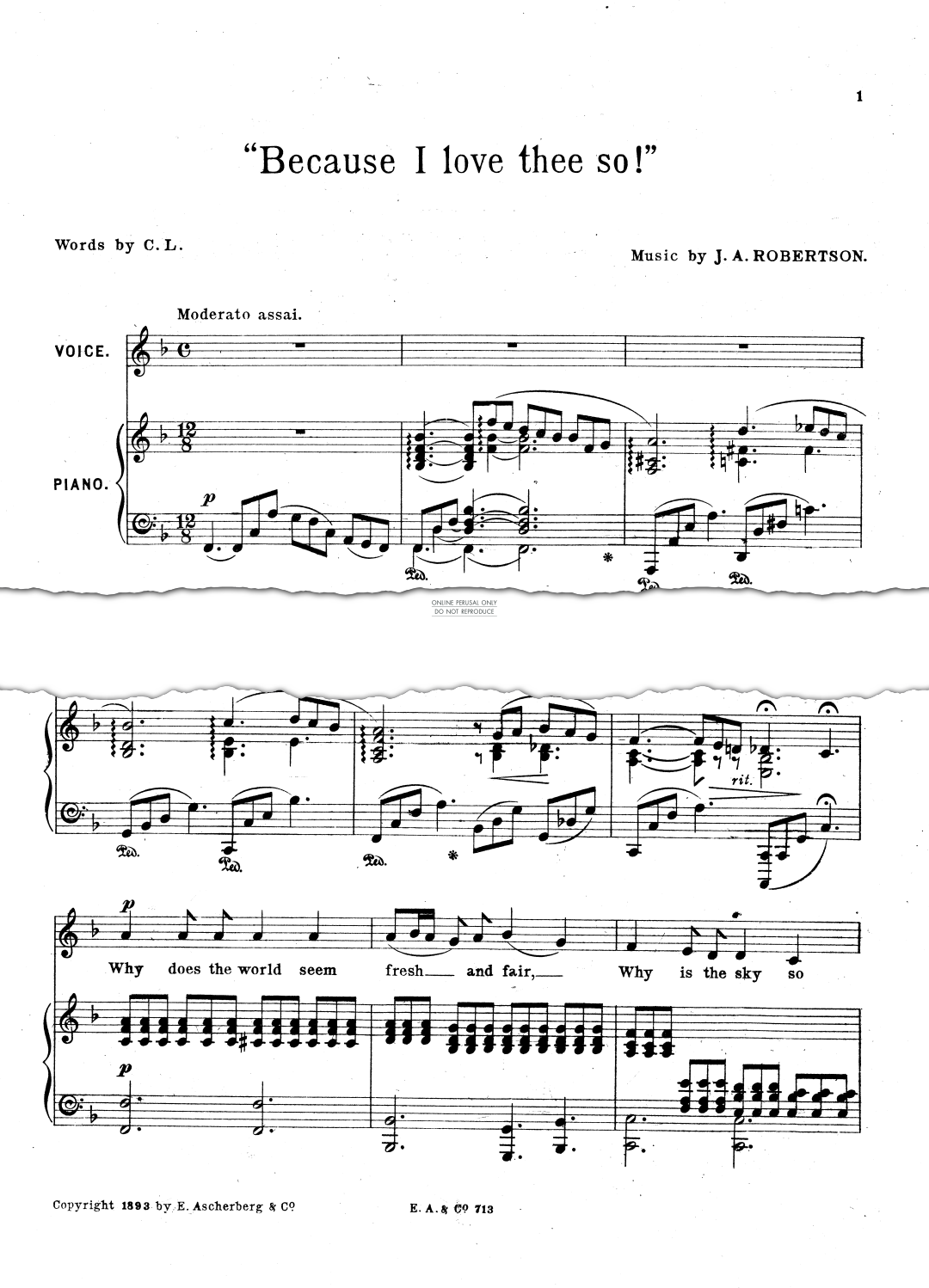 Produktgalerie: Seite 1 von 1 Because I Love Thee So, J. A. Robertson, Gesang, Klavier