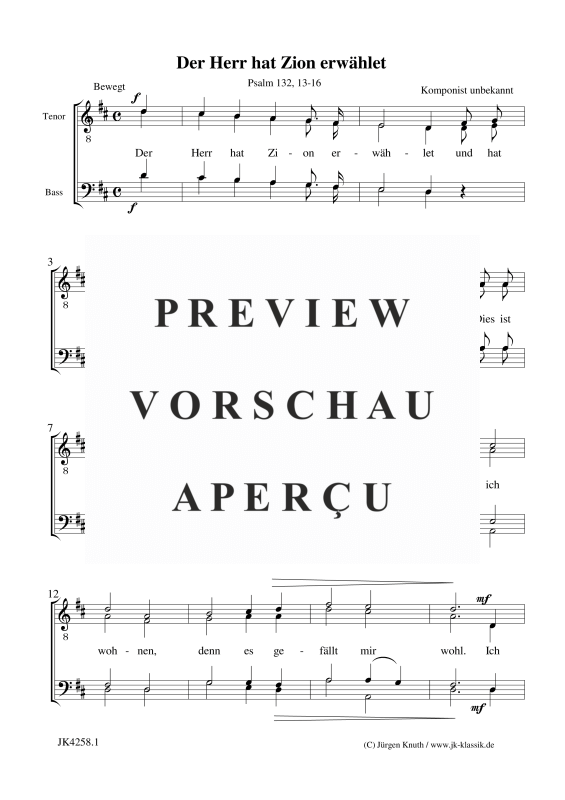 gallery: Der Herr hat Zion erwählet, , Männerchor