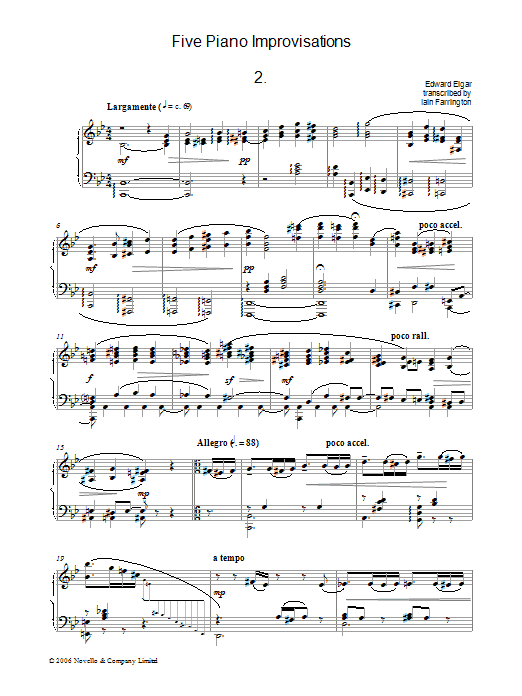 Product gallery: Page 1 of 1 Five Piano Improvisations: 2. Largamente, Edward Elgar