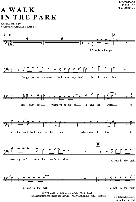 Product gallery: Page 1 of 4 A walk in the park , Nick Straker Band, (Posaune / Bariton)