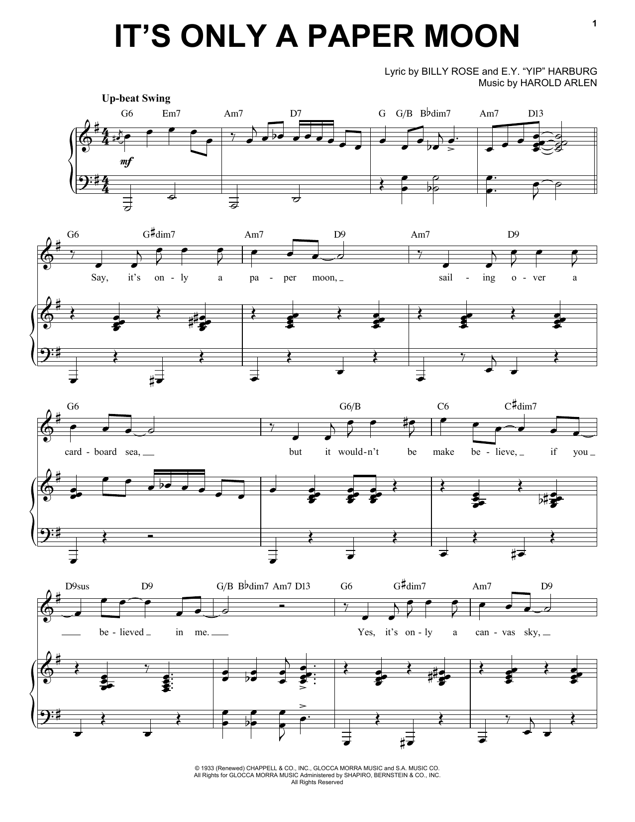 Product picture to: It's Only A Paper Moon [Jazz version] (arr. Brent Edstrom)