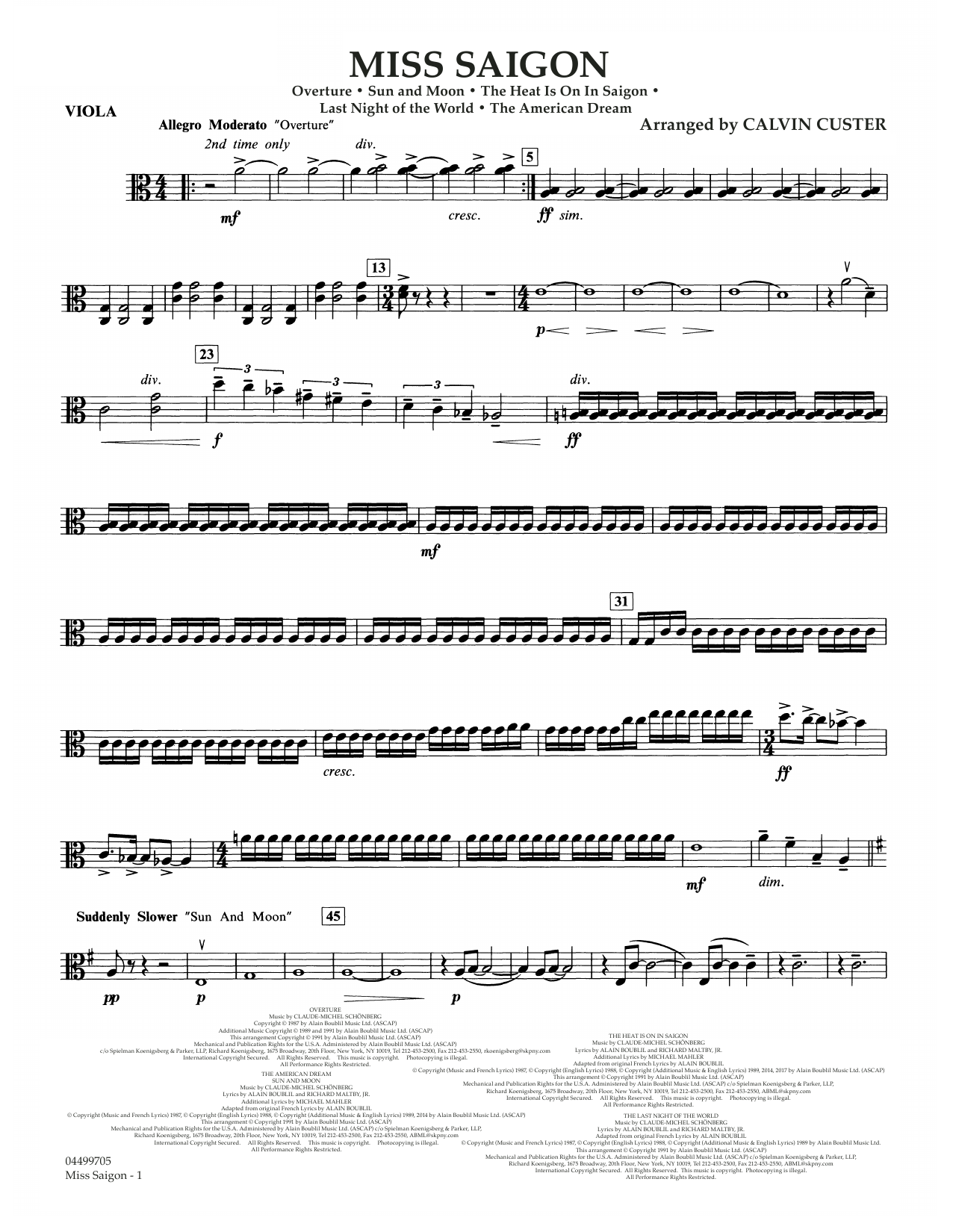 Produktbild zu: Miss Saigon (arr. Calvin Custer) - Viola