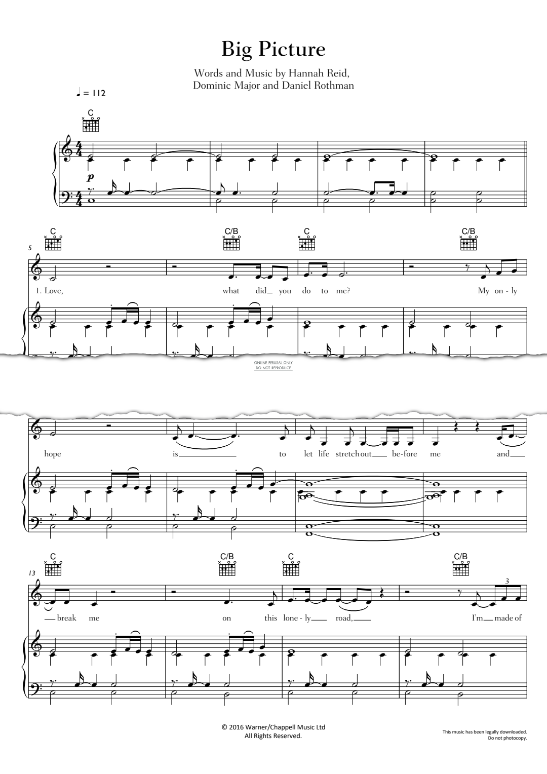 Produktgalerie: Seite 1 von 1 Big Picture, London Grammar, Gesang, Gitarre, Klavier