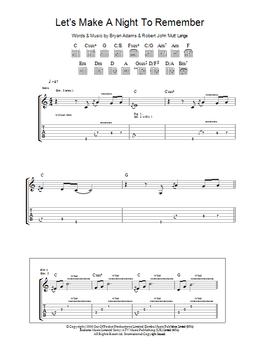 Produktgalerie: Seite 1 von 1 Let's Make A Night To Remember, Bryan Adams, Gitarre