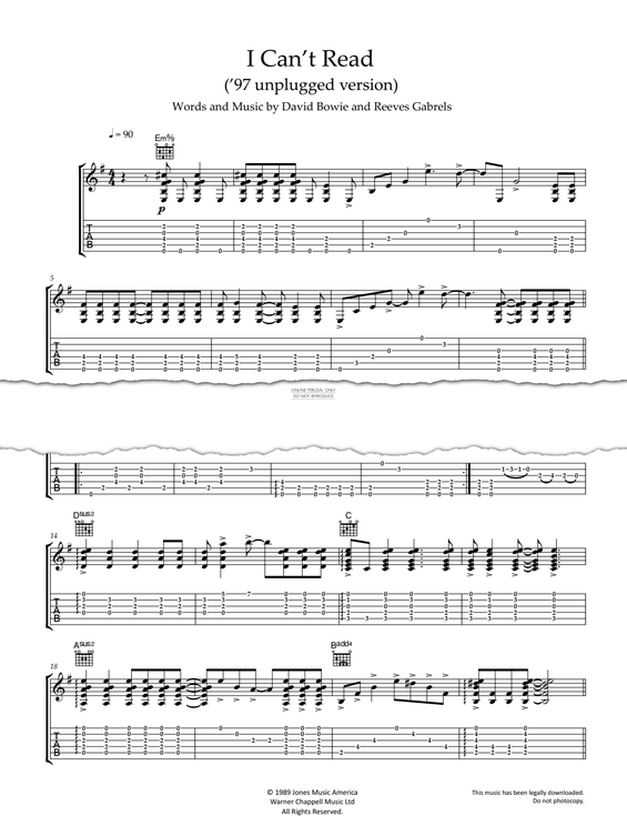 Produktgalerie: Seite 1 von 1 I Can't Read, David Bowie, Gesang, Gitarre