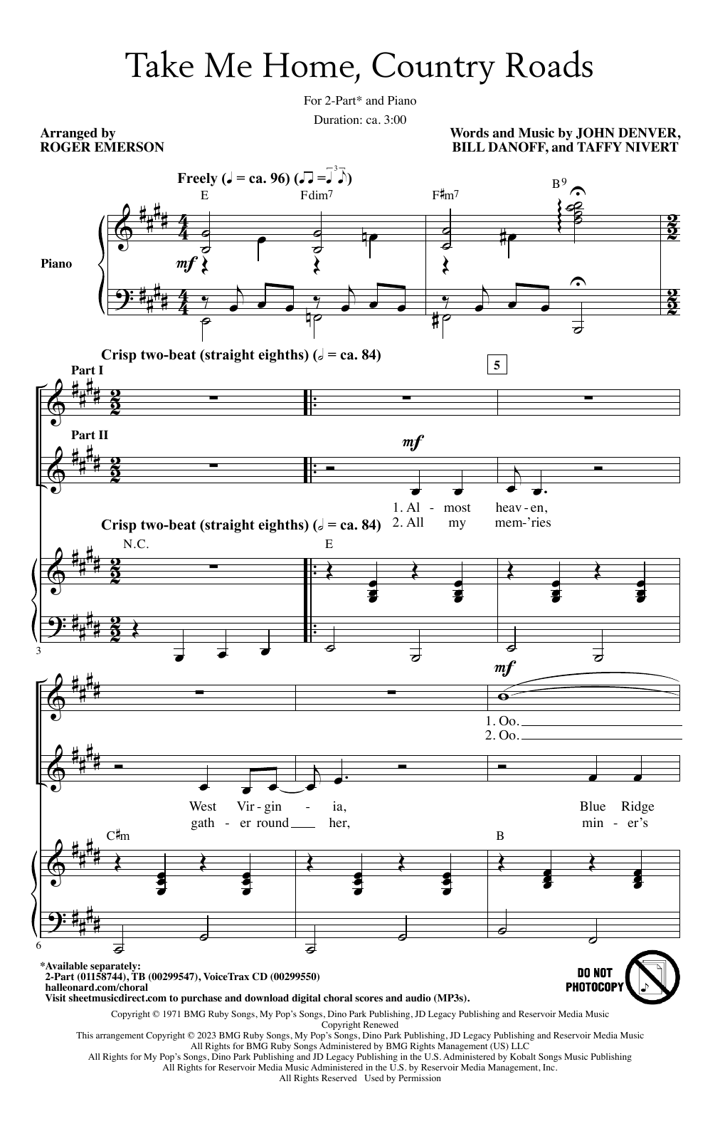 Product picture to: Take Me Home, Country Roads (arr. Roger Emerson)