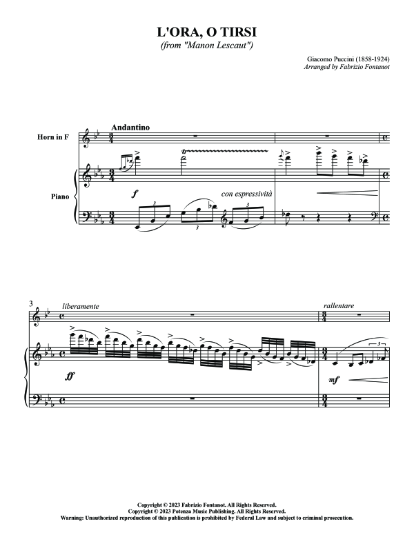 Produktgalerie: Seite 1 von 9 L´ora, O Tirsi, , (Horn in F und Klavier)