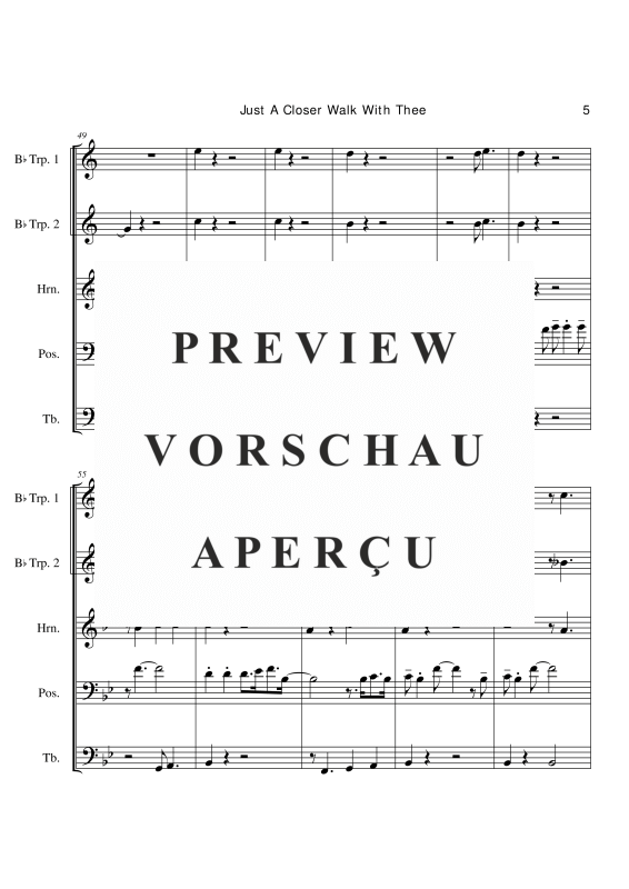 Produktgalerie: Seite 8 von 11 Just A Closer Walk With Thee, , (Blechbläser Quintett)