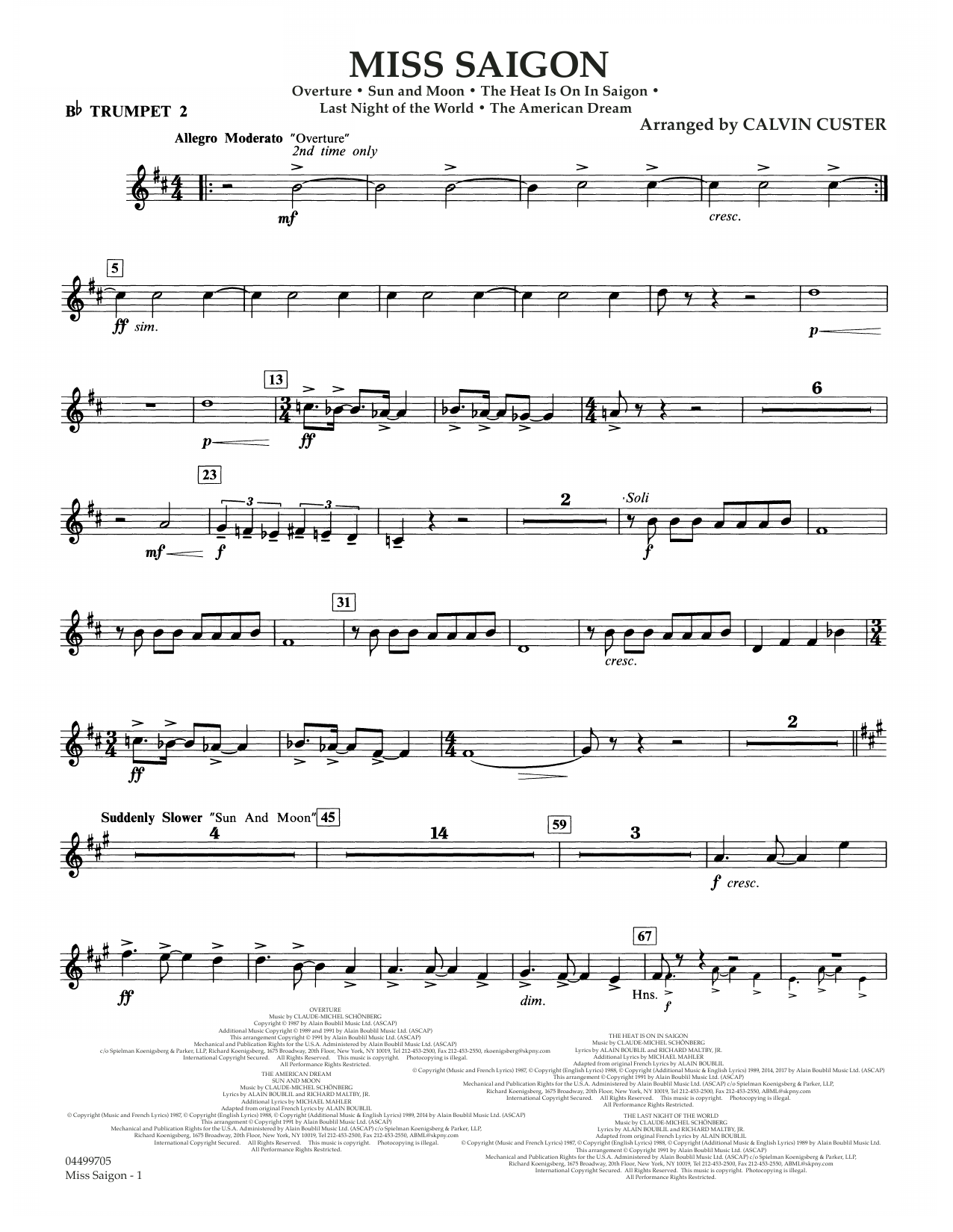 Produktbild zu: Miss Saigon (arr. Calvin Custer) - Bb Trumpet 2