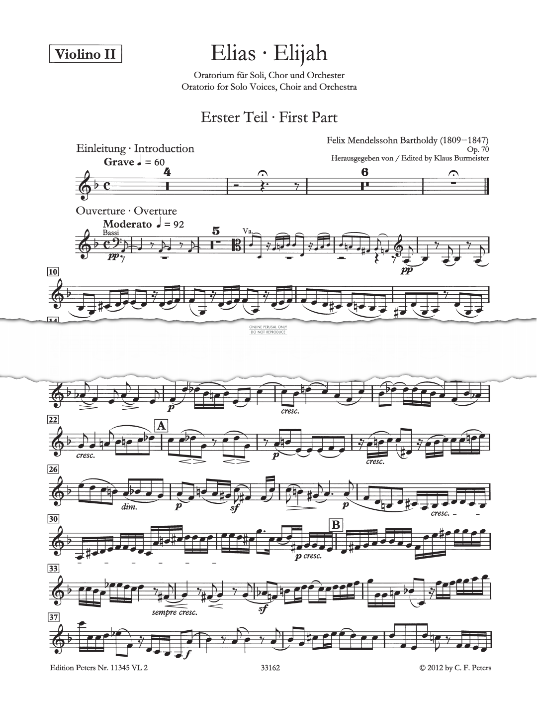Product picture to: Elijah, Op. 70 (Violin II)