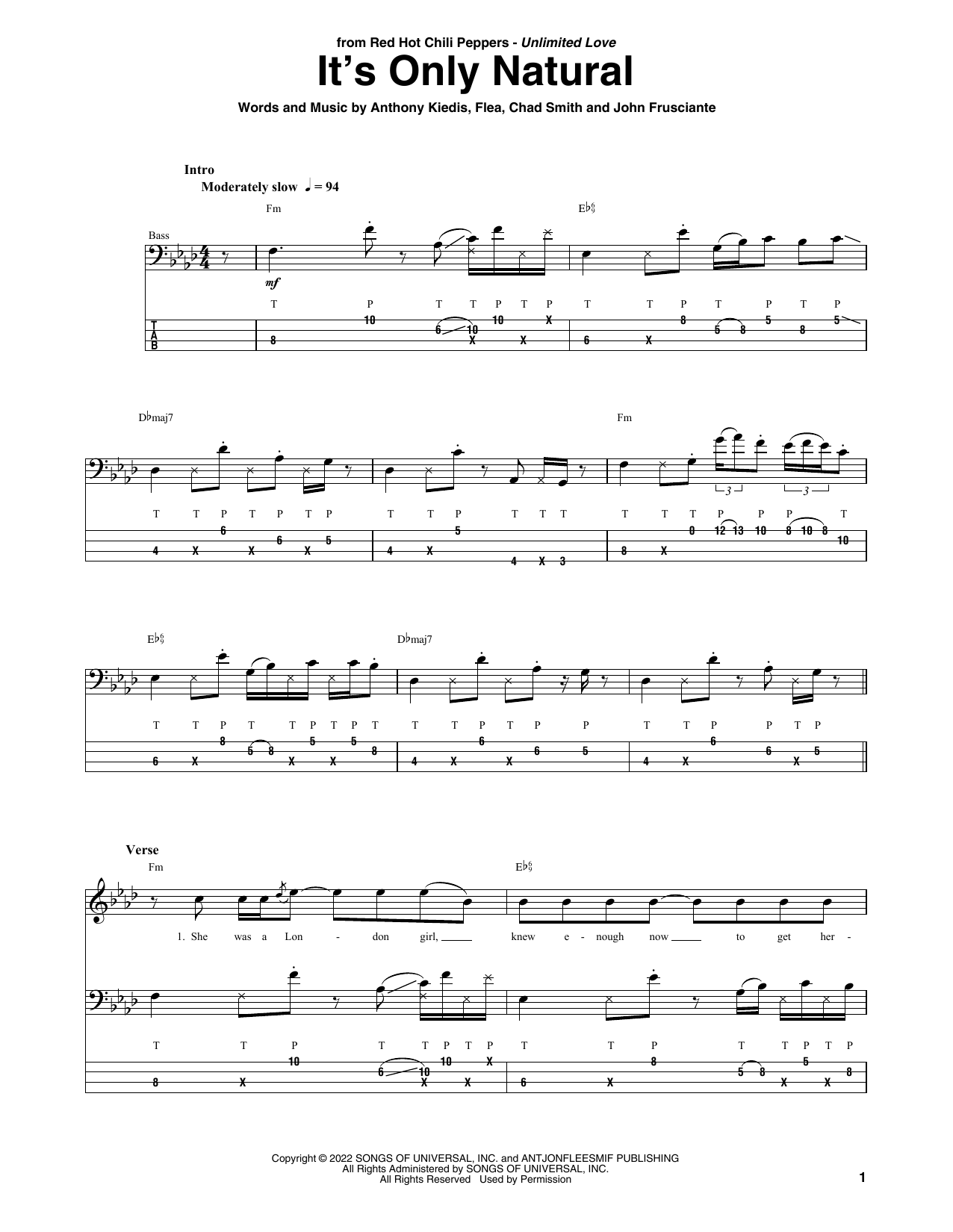 Produktgalerie: Seite 1 von 1 It's Only Natural, Red Hot Chili Peppers, E-Bass