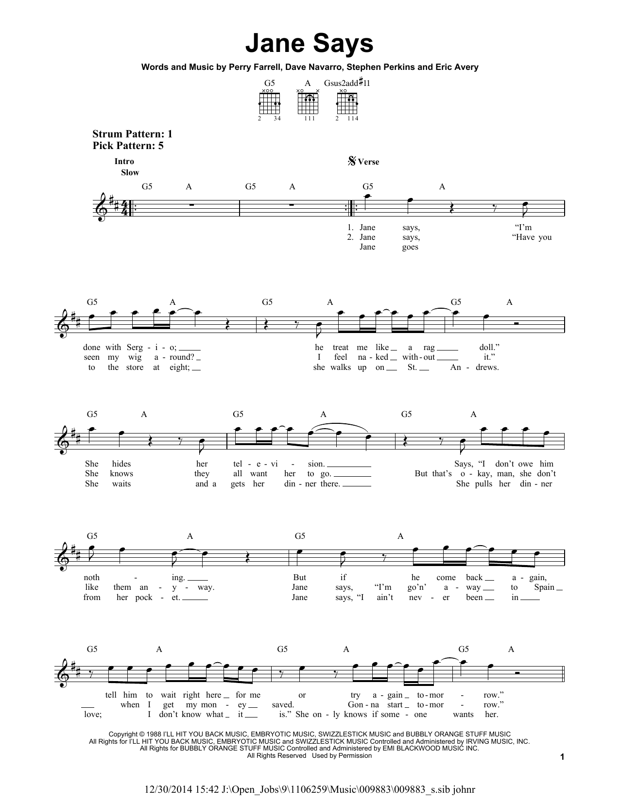 Produktgalerie: Seite 1 von 1 Jane Says, Jane's Addiction, Gitarre