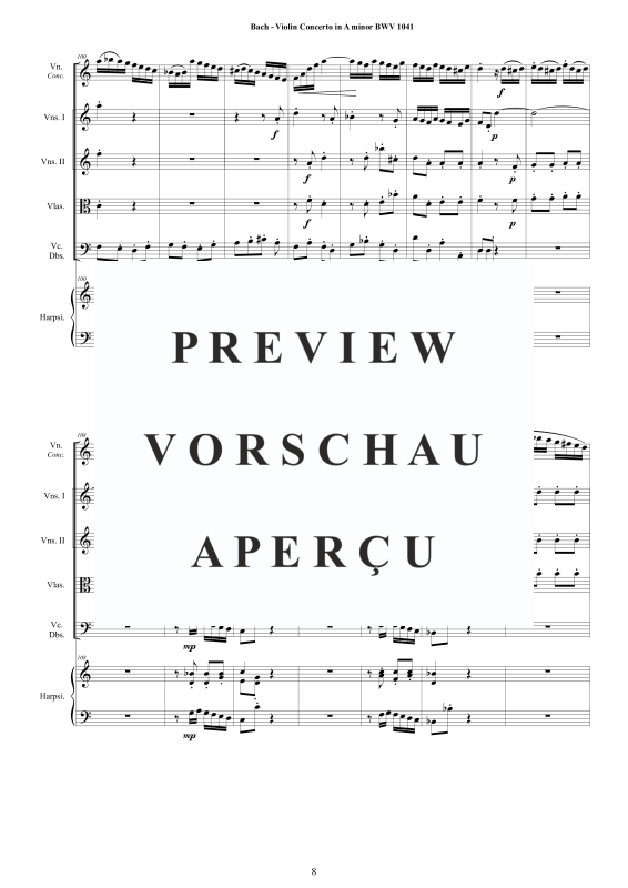 Product gallery: Page 9 of 11 Violin Concerto in A minor BWV 1041, , Mixed Ensemble: Violin, Strings and Harpsichord Bc