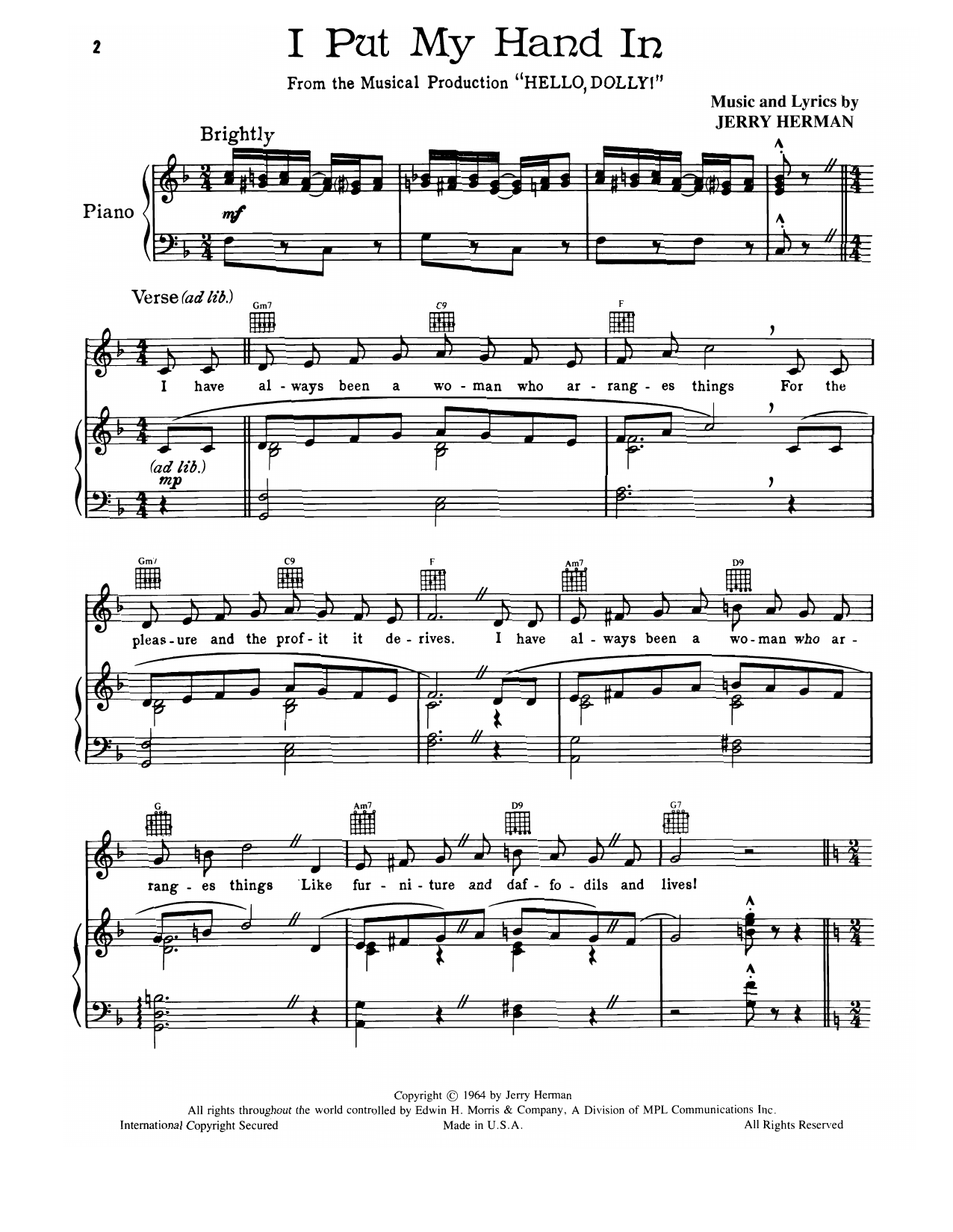 Produktbild zu: I Put My Hand In (from Hello, Dolly!)
