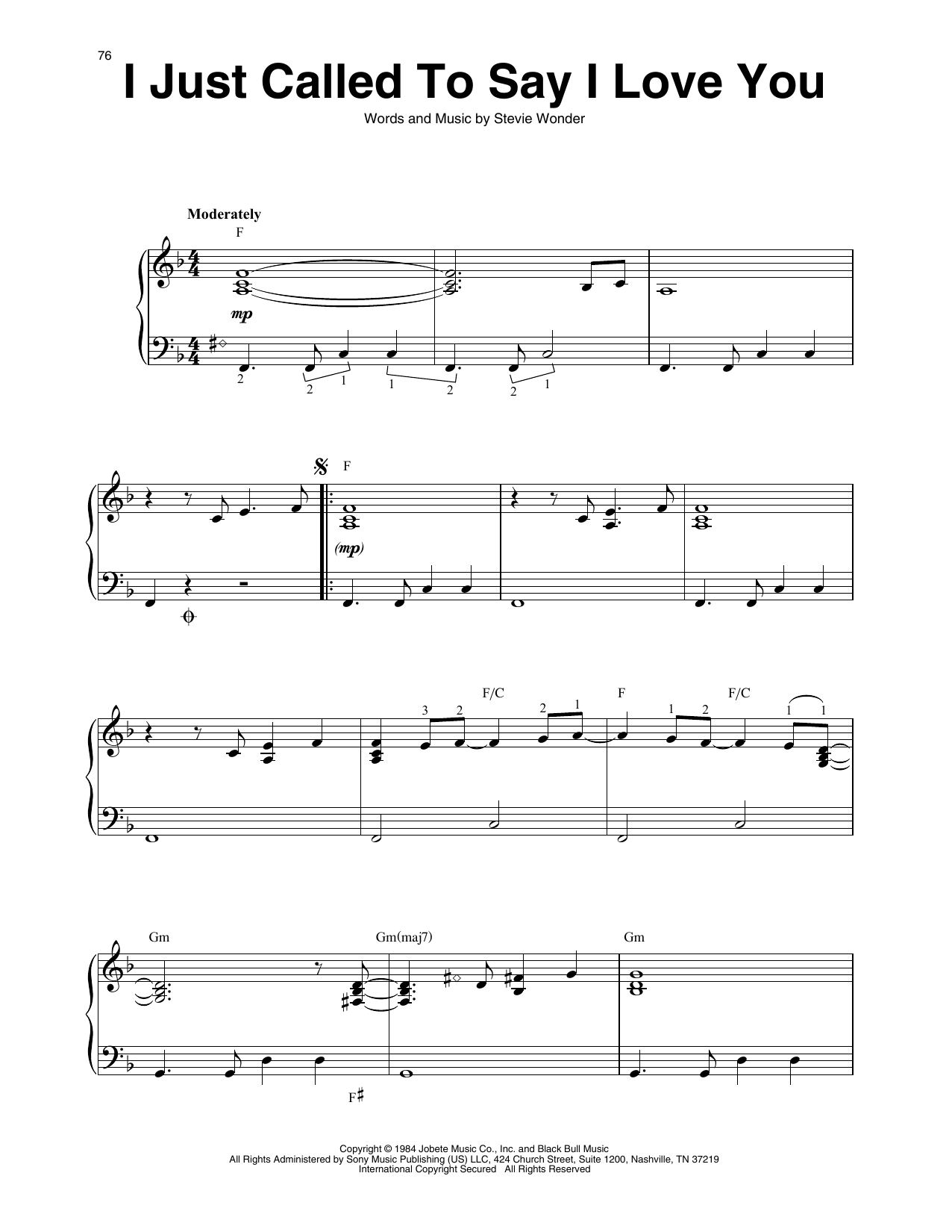 Produktgalerie: Seite 1 von 1 I Just Called To Say I Love You, Stevie Wonder, Harfe