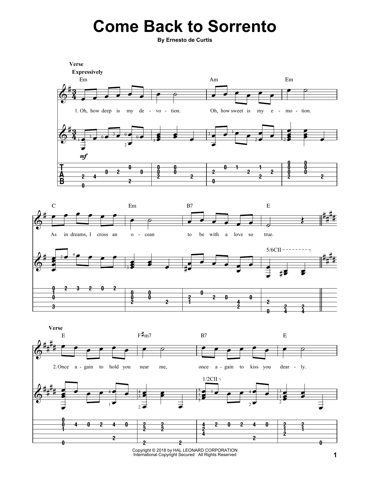 Produktgalerie: Seite 1 von 1 Come Back To Sorrento, Ernesto De Curtis, Gitarre