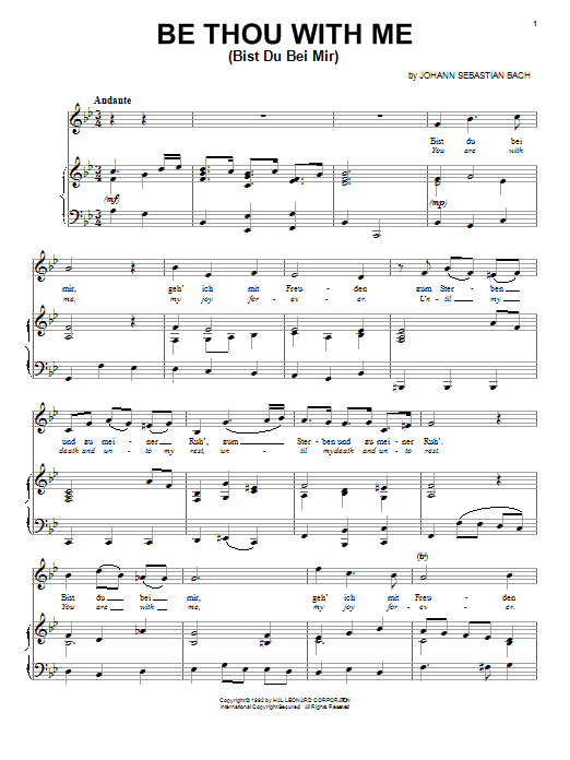 Produktgalerie: Seite 1 von 1 Bist Du Bei Mir (You Are With Me), Johann Sebastian Bach, Gesang, Gitarre, Klavier