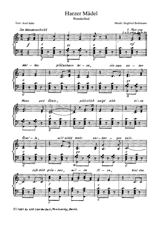 Product picture to: Harzer Mädel Wanderlied