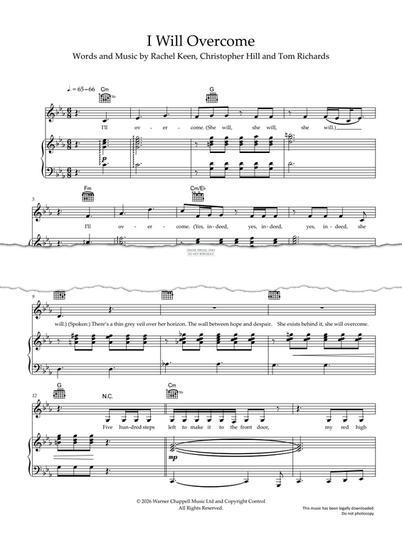 Produktgalerie: Seite 1 von 1 I Will Overcome, Raye, Gesang, Gitarre, Klavier