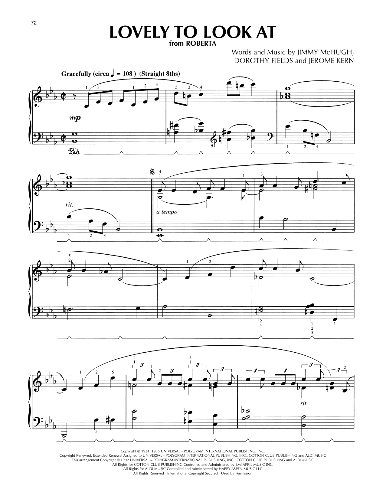 Product picture to: Lovely To Look At (from Roberta) (arr. Lee Evans)
