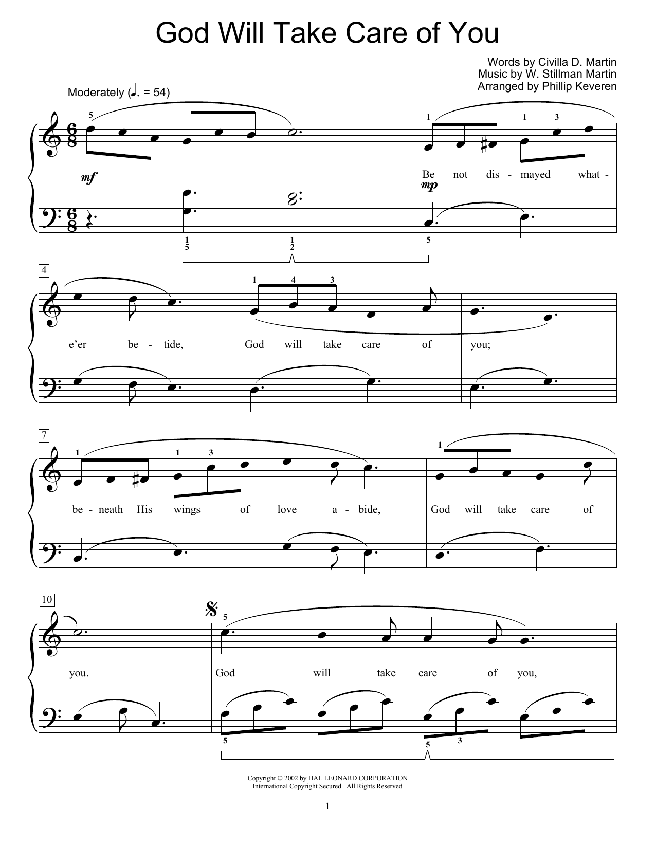 Produktbild zu: God Will Take Care Of You (arr. Phillip Keveren)