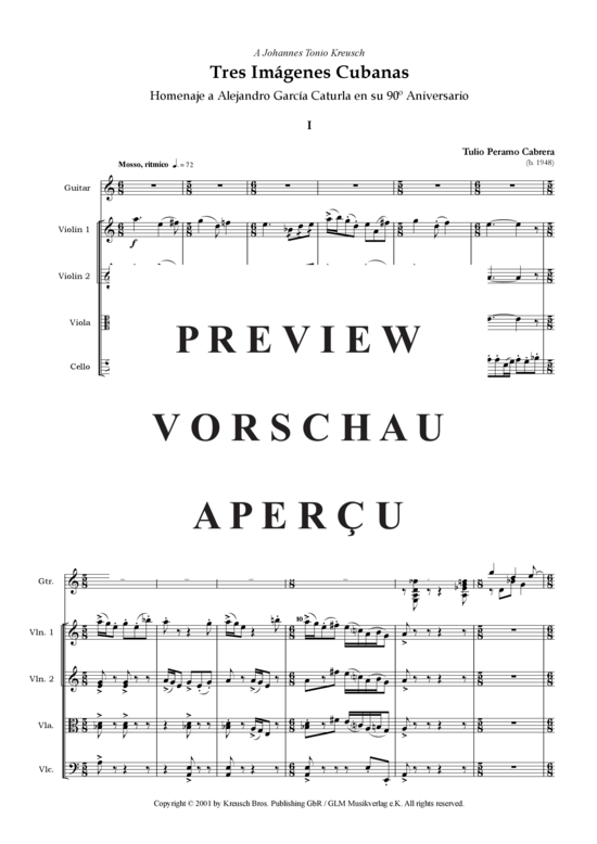 Produktgalerie: Seite 3 von 21 Tres Imagenes Cubanas , , (Streichquartett + Gitarre Solo)