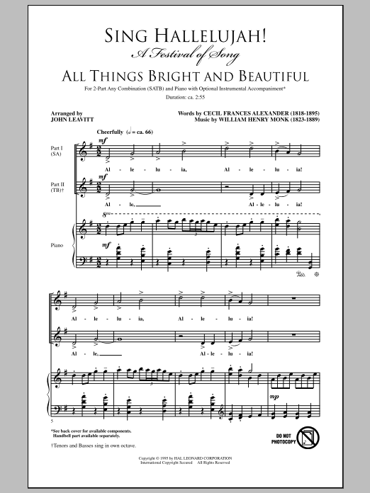 Product gallery: Page 1 of 1 Sing Hallelujah! A Festival Of Song, John Leavitt