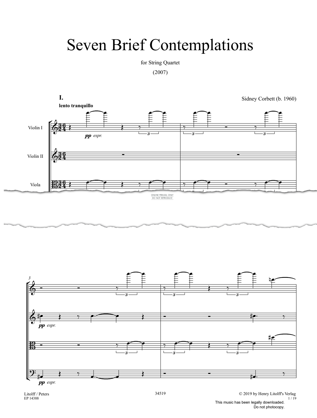 gallery: Seven Brief Contemplations, Sidney Corbett, Quartett