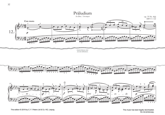 Produktgalerie: Seite 1 von 1 Präludium in A-flat major, Felix Mendelssohn, Klavier