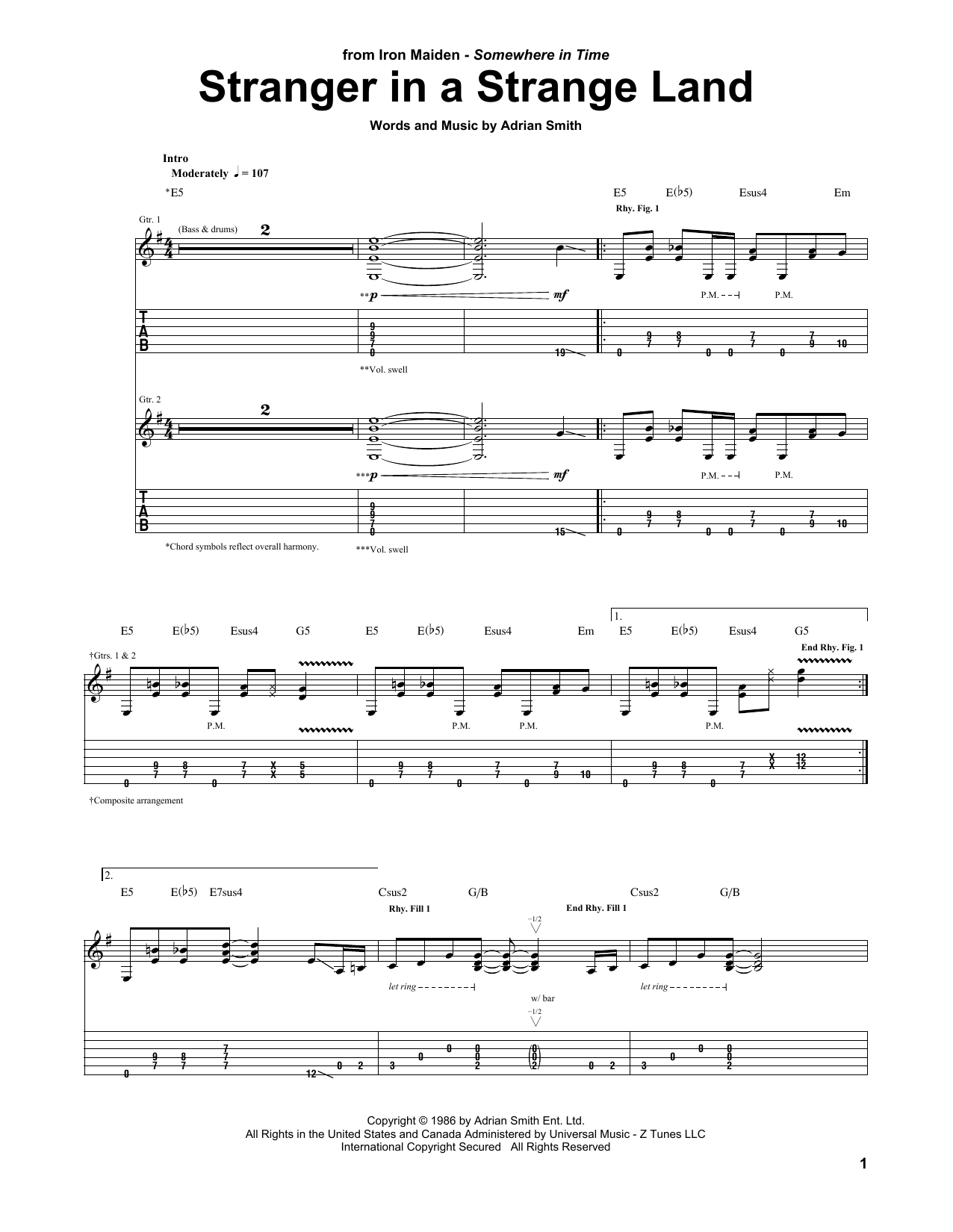 Produktgalerie: Seite 1 von 1 Stranger In A Strange Land, Iron Maiden, Gitarre