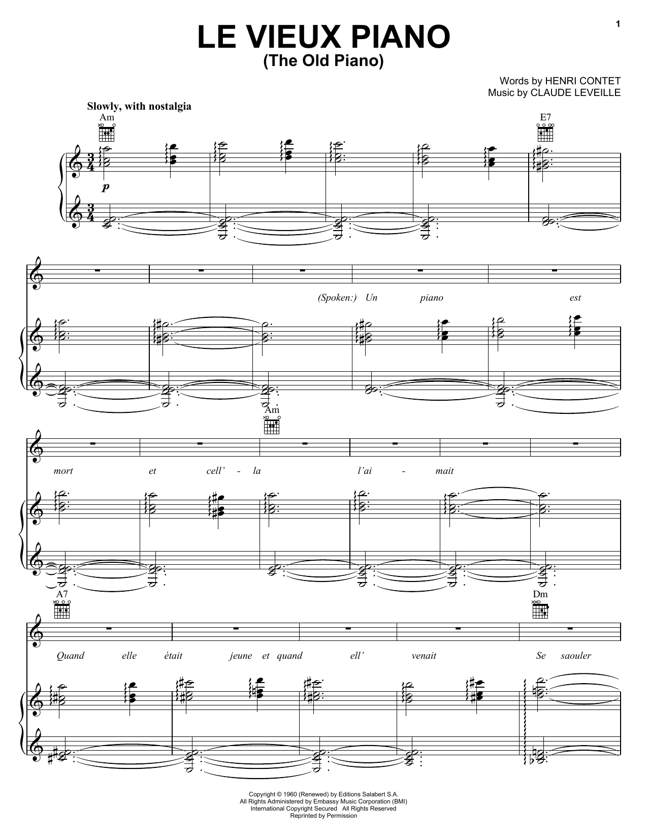Produktgalerie: Seite 1 von 1 Le Vieux Piano (The Old Piano), Edith Piaf, Gesang, Gitarre, Klavier
