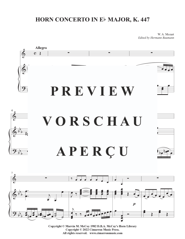 Product gallery: Page 4 of 11 Horn Concerto K.V. 447 (No. 3), , Horn In F and Piano