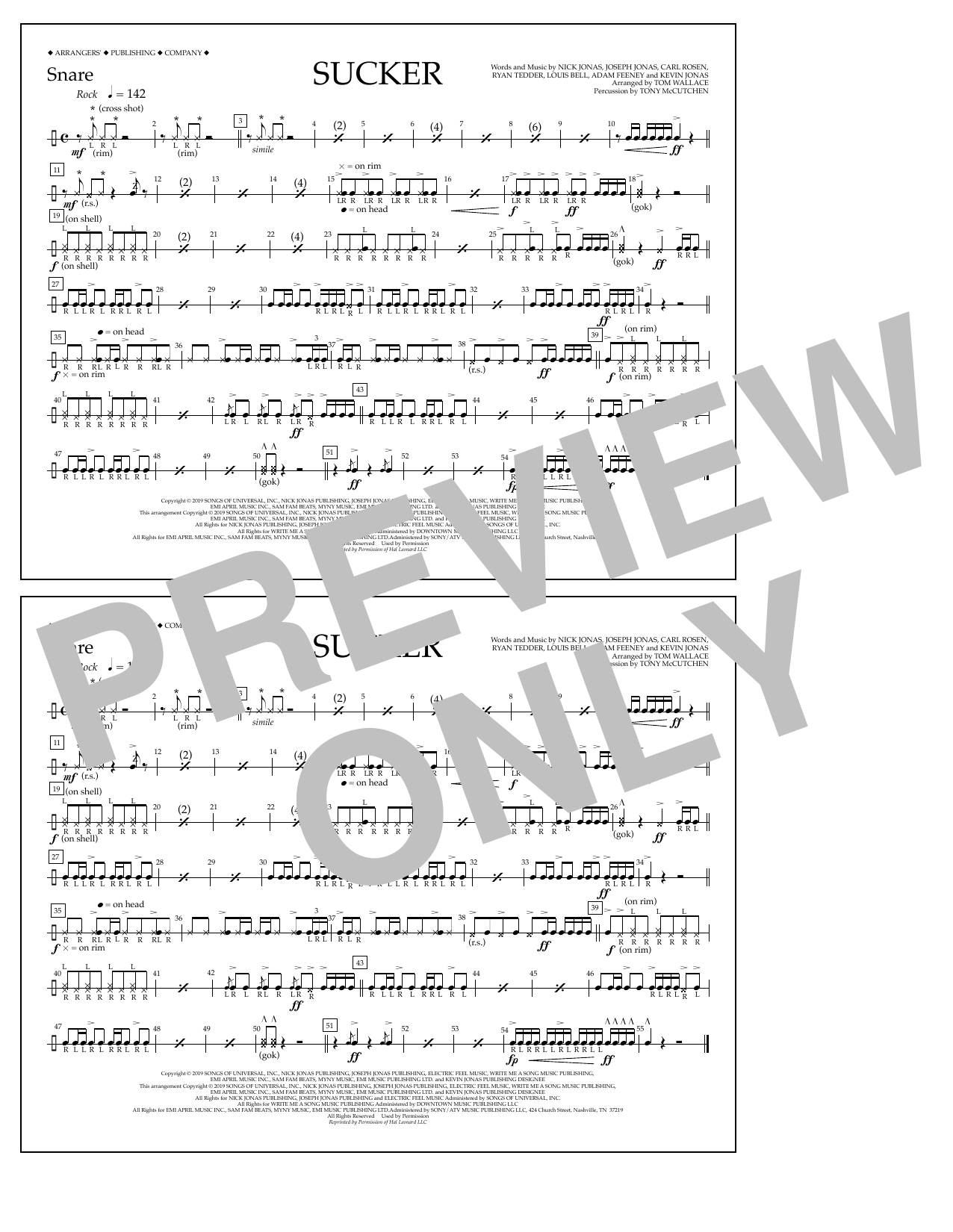 Produktbild zu: Sucker (arr. Tom Wallace) - Snare