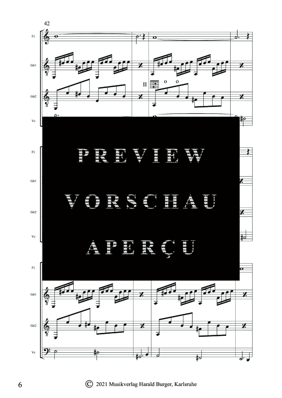 gallery: Wendeltreppe, , Gemischtes Ensemble für Flöte, 2 Gitarren und Cello - Partitur