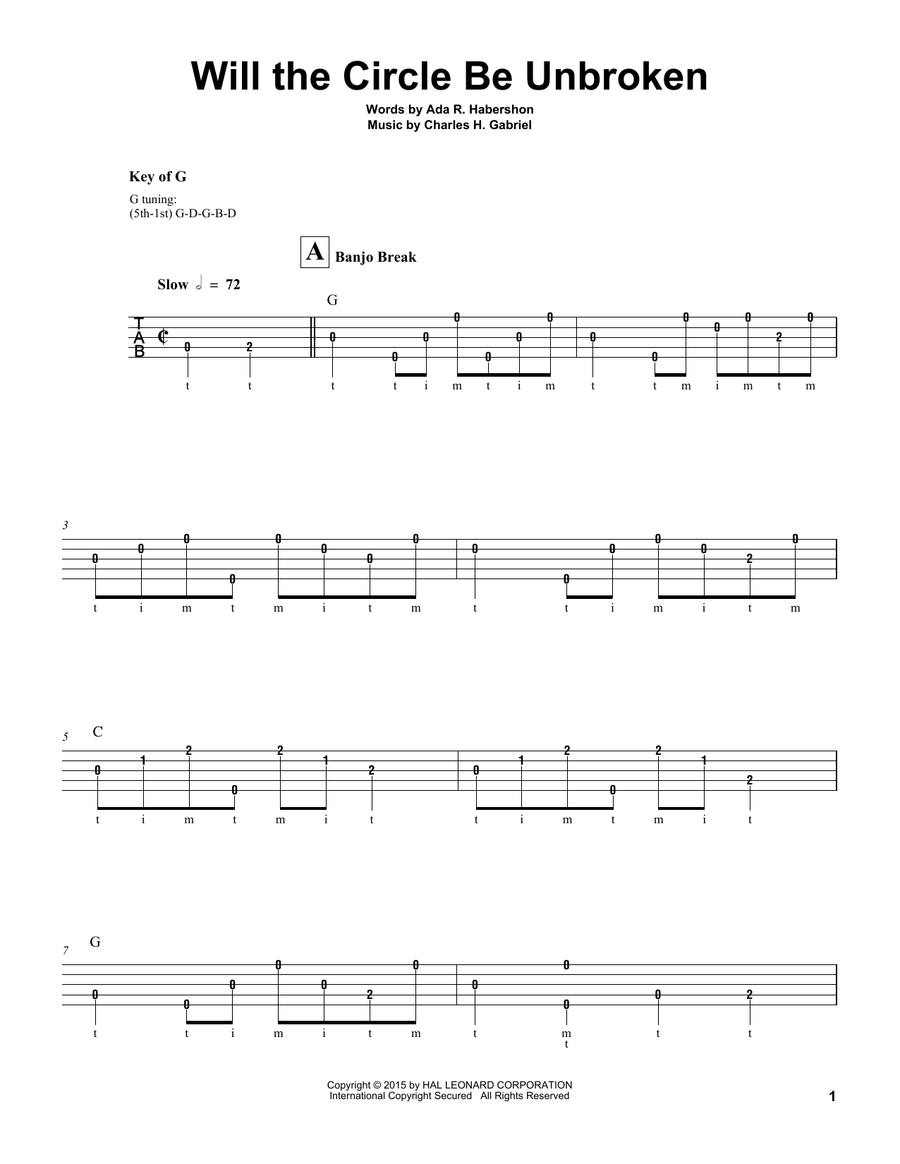 Produktgalerie: Seite 1 von 1 Will The Circle Be Unbroken, Charles H. Gabriel, Banjo