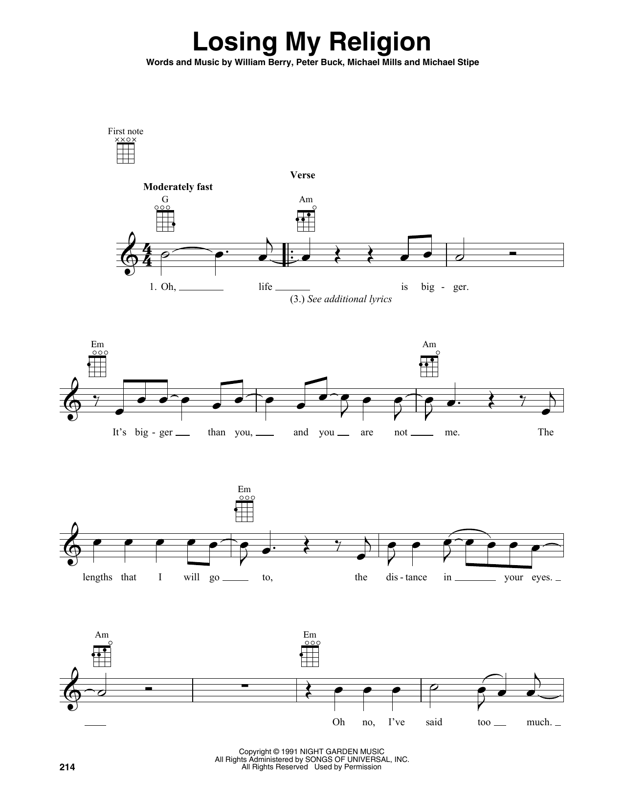 Product gallery: Page 1 of 1 Losing My Religion, R.E.M.