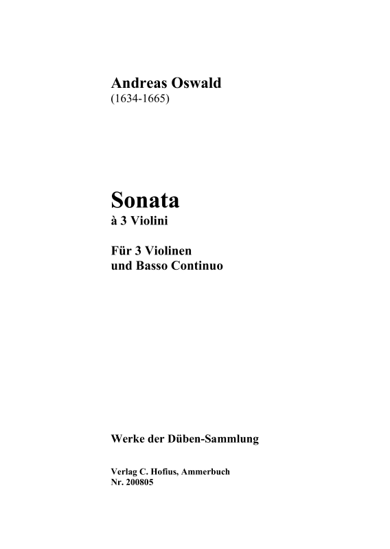 Produktbild zu: Sonata à 3 Violini (mit Stimmen)Andreas Oswald