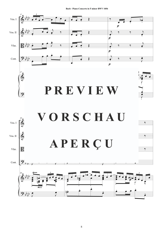 Produktgalerie: Seite 9 von 11 Klavierkonzert F-Moll BWV 1056, , Klavier Solo und Streichorchester