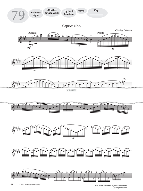 Product gallery: Page 1 of 1 Study No.79 'Caprice No.5' (from 'More Graded Studies For Flute Book Two'), Charles Delusse