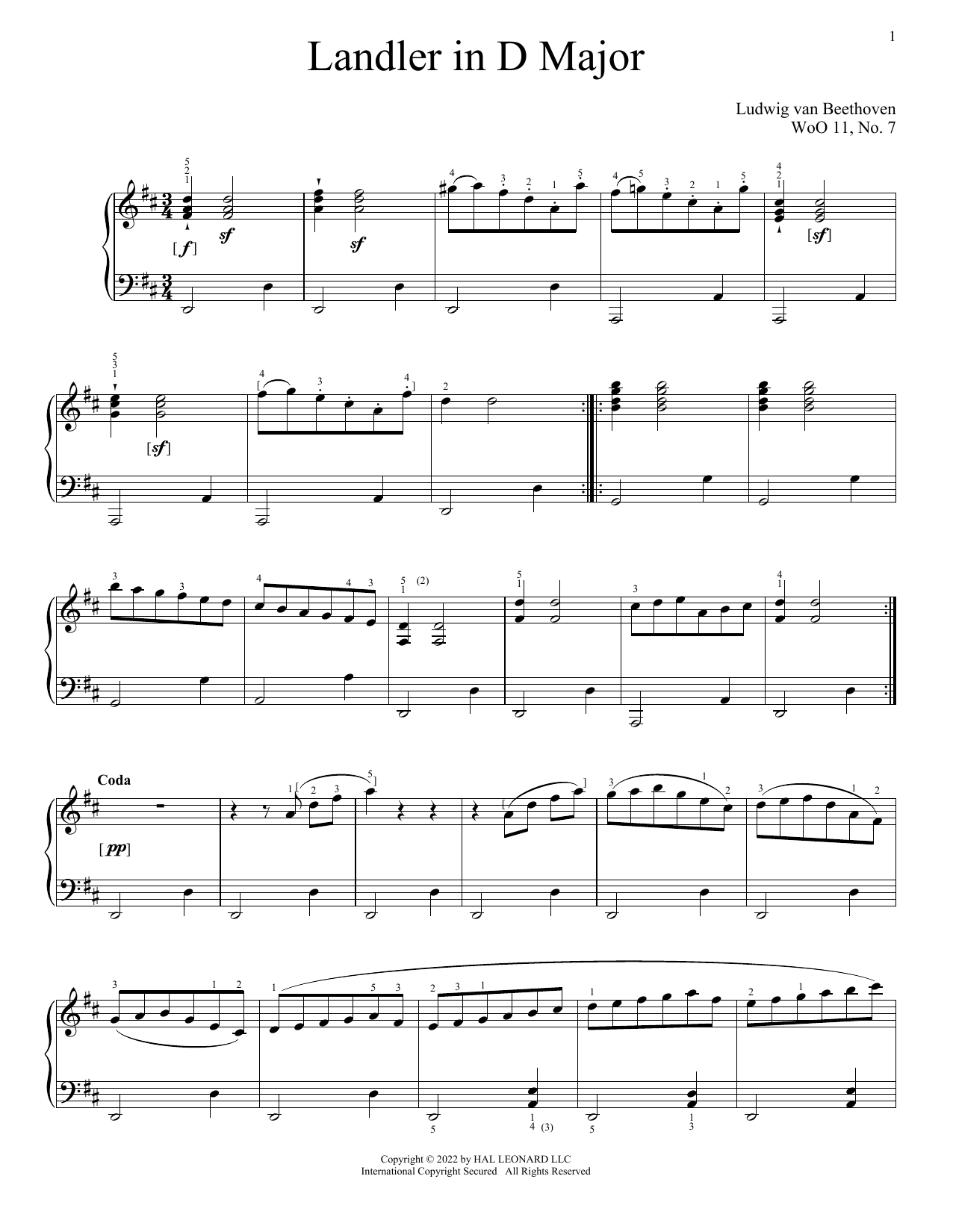 Product picture to: Landler In D Major, WoO 11, No. 7