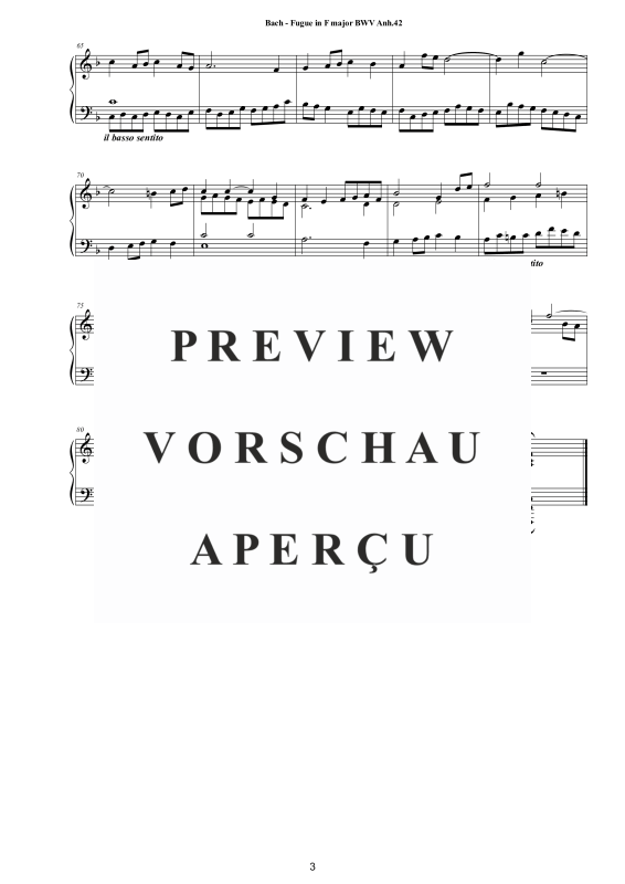 Produktgalerie: Seite 4 von 4 Fugue In F major BWV Anh.42, , Klavier Solo