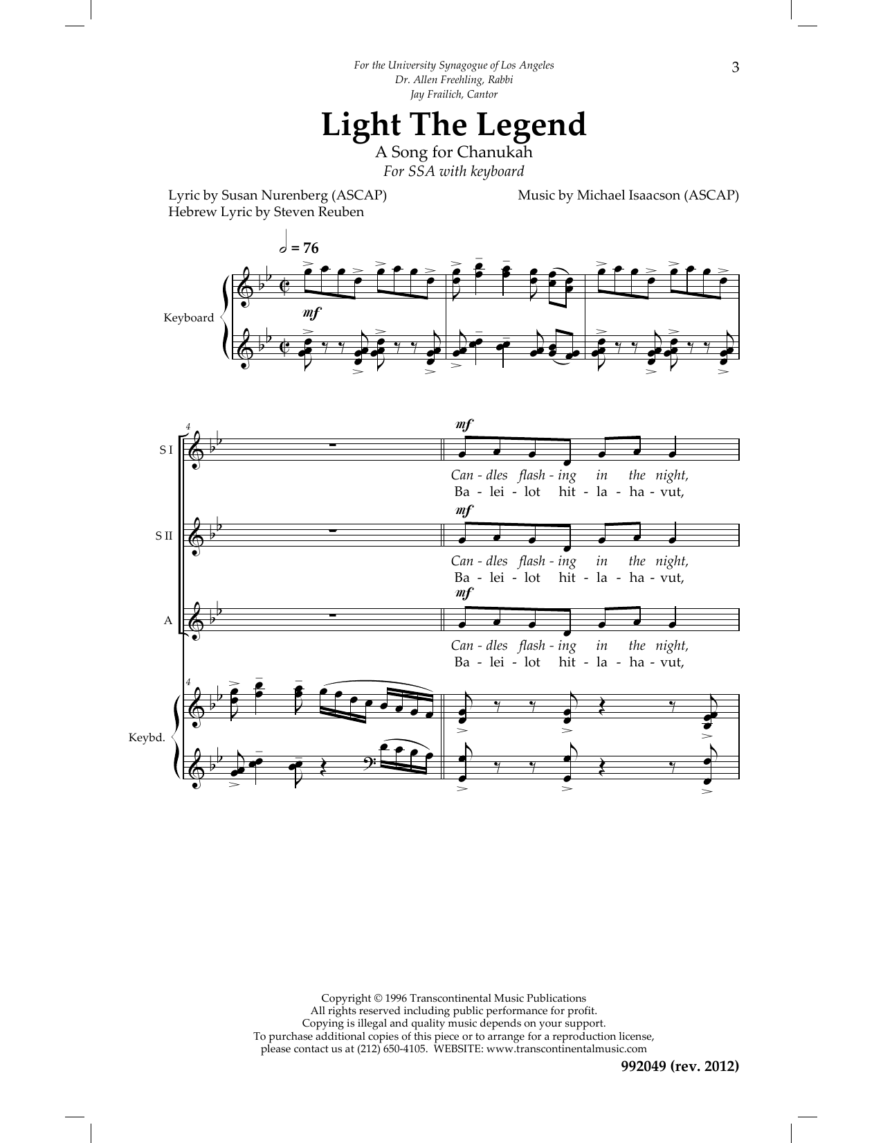 Produktgalerie: Seite 1 von 1 Light The Legend, Michael Isaacson, Chor